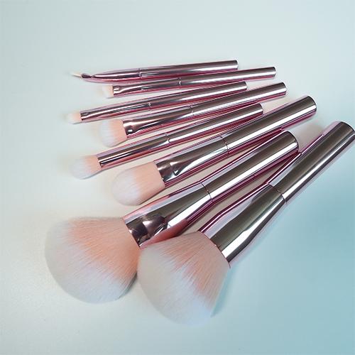 Soft Hair Luxury Makeup Brush Set High Gloss Pink Aluminum Handle(图1)