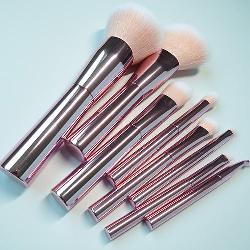 Soft Hair Luxury Makeup Brush Set High Gloss Pink Aluminum Handle(图2)