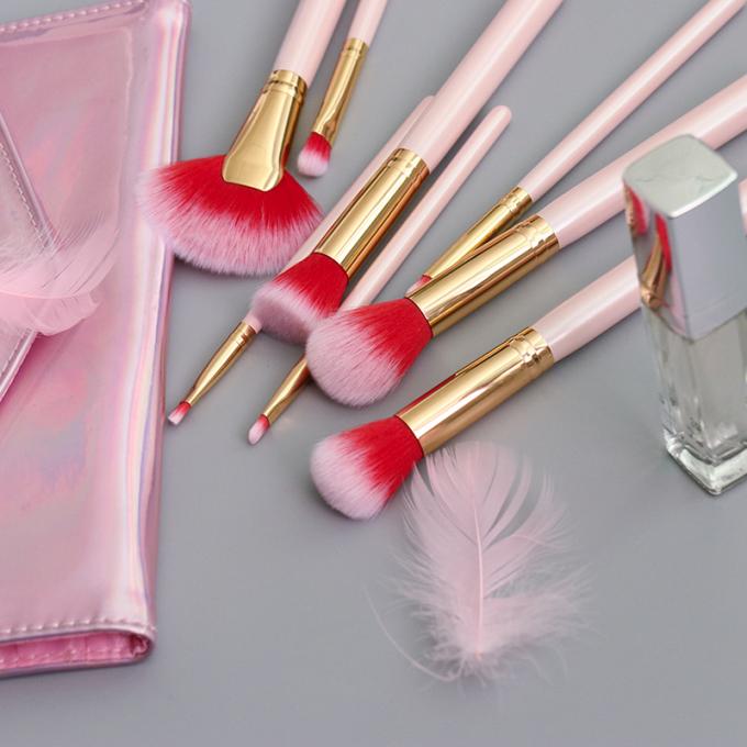 8 Pieces Travel Make Up Brush Set Pink With Rainbow Cosmetic Bag(图2)