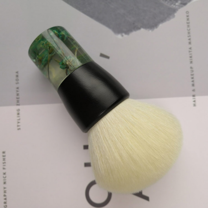 Single Kabuki Makeup Brush Transparent Plastic Handle Goats Hair Powder(图2)